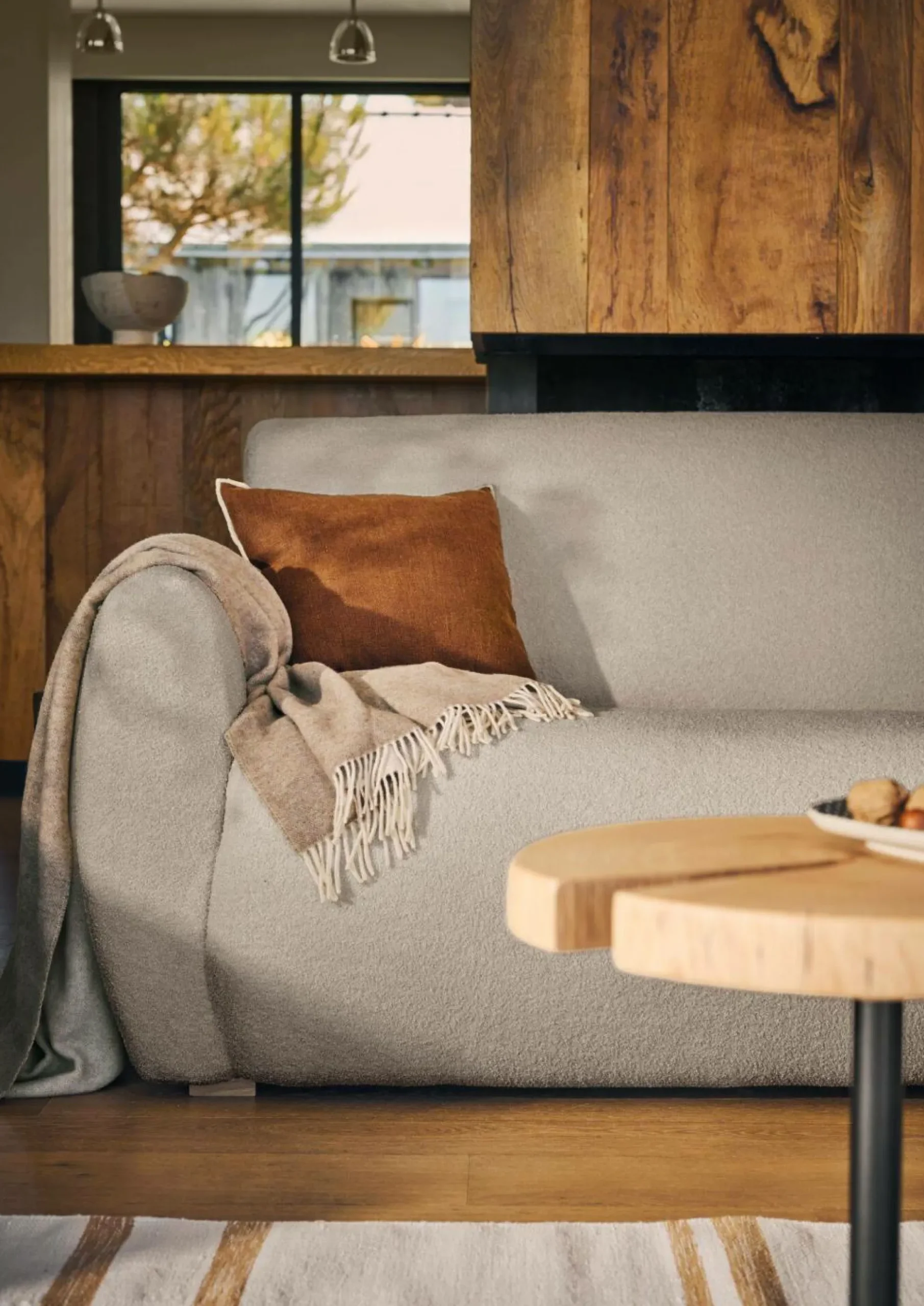 Canapés Droits|Canapés Fixes>Camif Canapé bouclette Ome - - 2 places Gris Clair