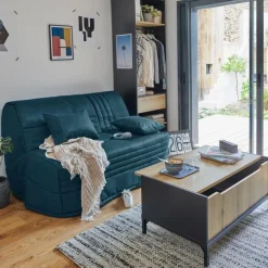 Bz>Camif Canapé BZ tissu matelas 15 cm Genay - Bleu Marine