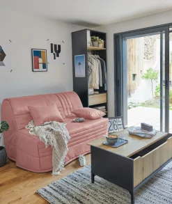 Bz>Camif Canapé BZ tissu matelas 15 cm Genay - Rose