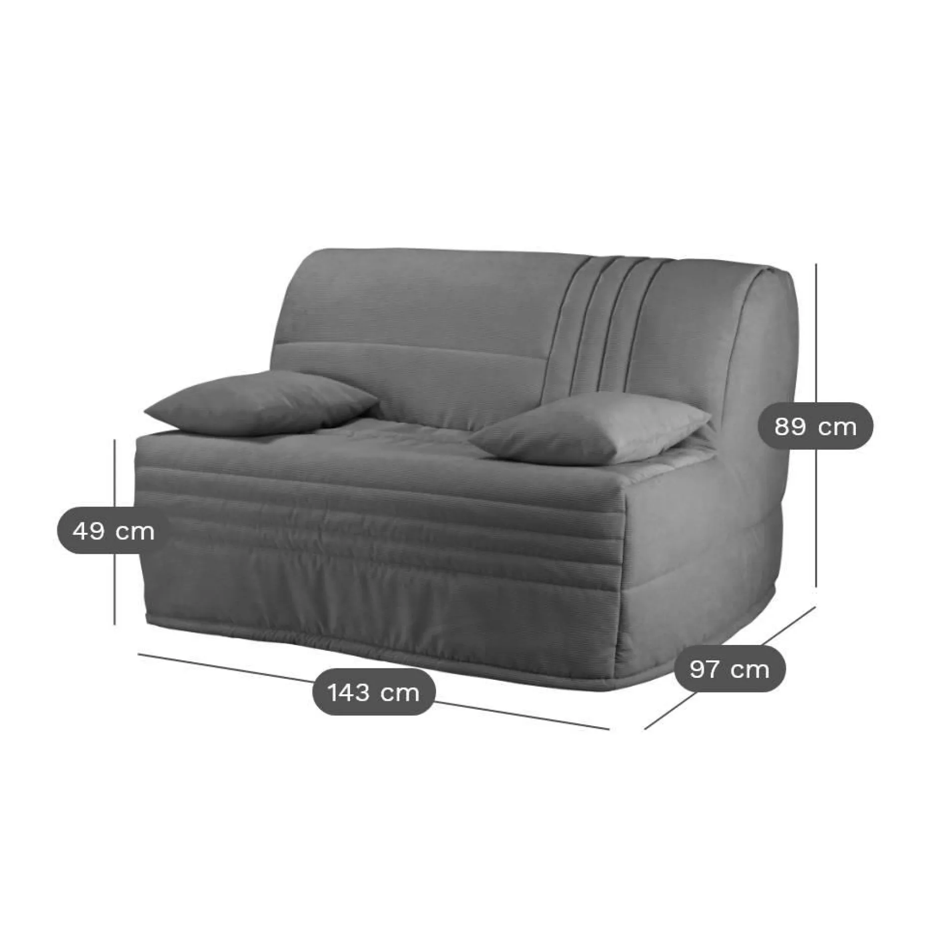 Bz>Camif Canapé BZ velours côtelé matelas 15 cm Gaélia - Menthe Glaciale