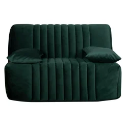 Bz>Camif Canapé BZ velours matelas 15 cm Oriane - - Matelas mousse HR Vert Emeraude