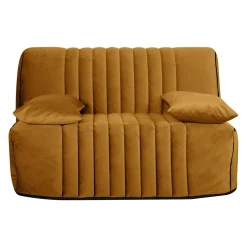 Bz>Camif Canapé BZ velours matelas 15 cm Oriane - - Matelas mousse HR Jaune Mordoré