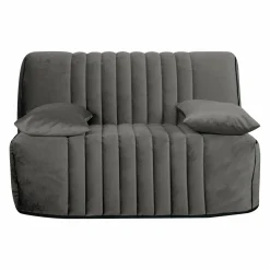 Bz>Camif Canapé BZ velours matelas 15 cm Oriane - - Matelas mousse HR Gris Clair