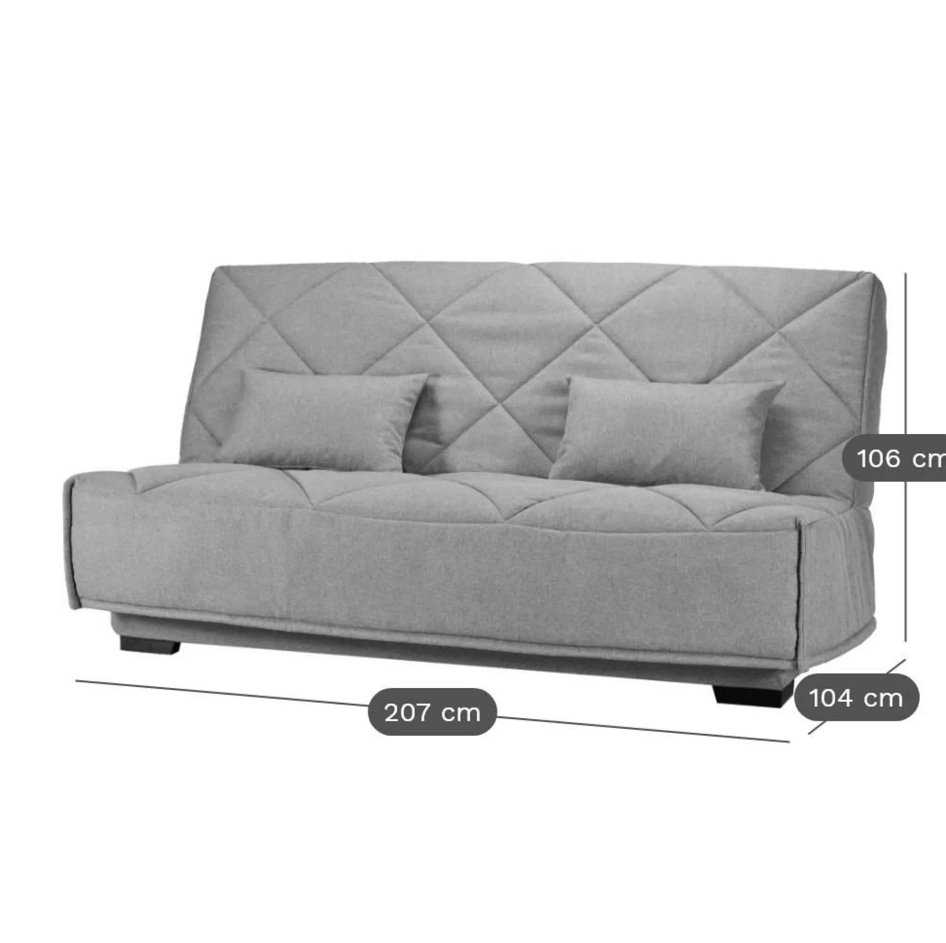 Clic-Clac>Camif Canapé clic-clac tissu matelas Bultex 15 cm Gina - Gris Clair