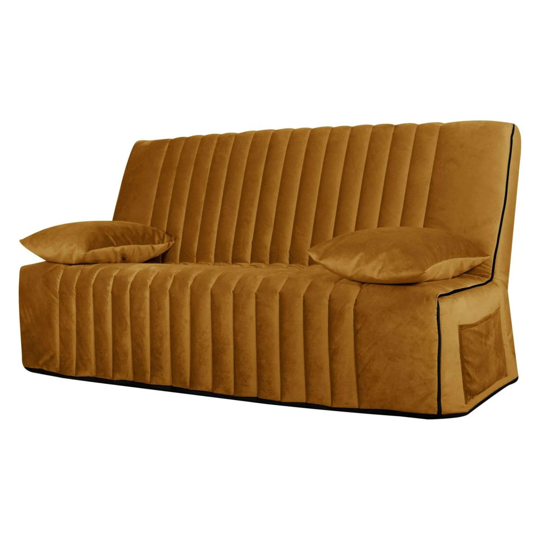 Clic-Clac>Camif Canapé clic-clac velours matelas 15 cm Oriane - - Matelas mousse HR Jaune Mordoré