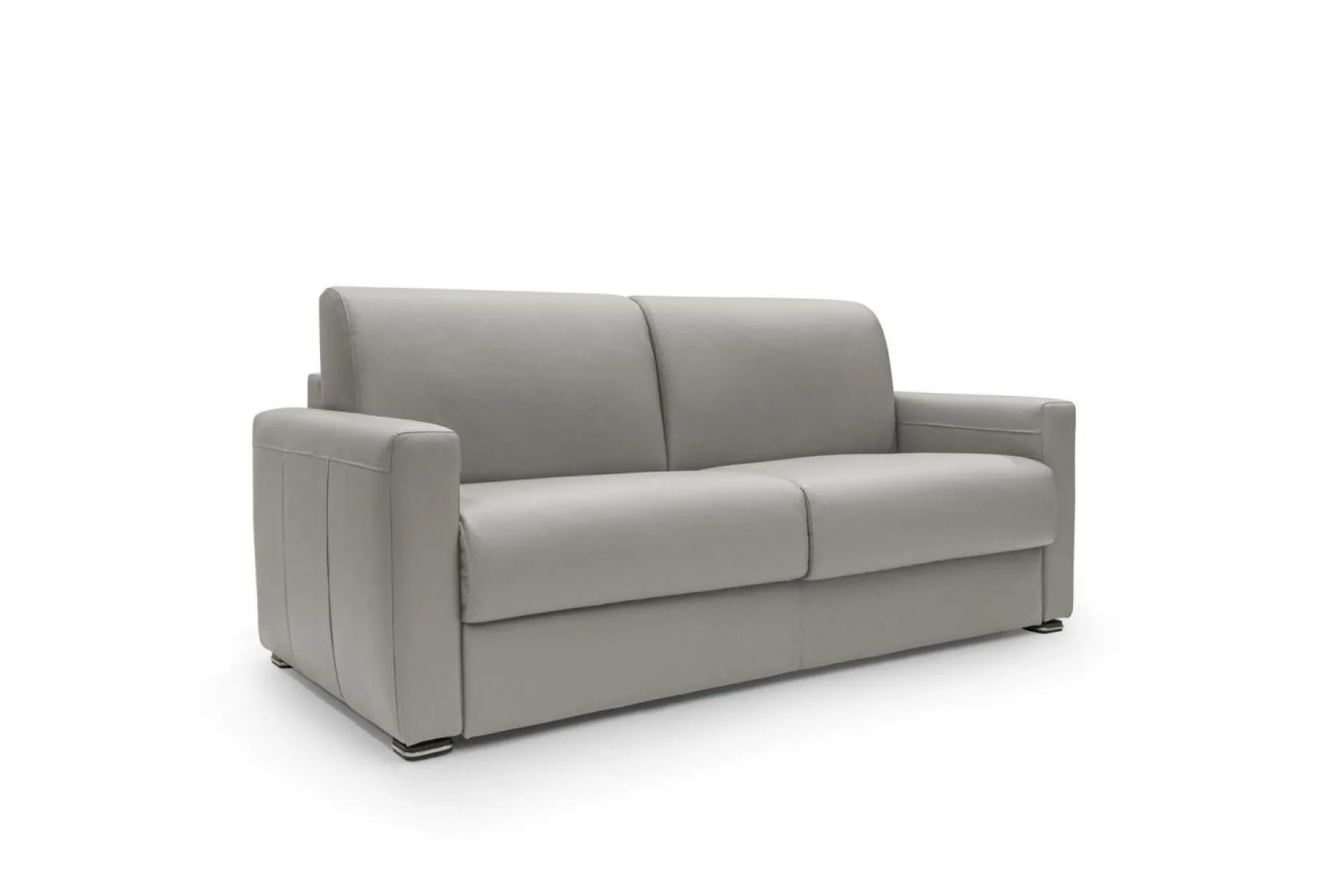 Canapés Droits>Camif Canapé convertible cuir Aubin - - 3 places Gris Clair
