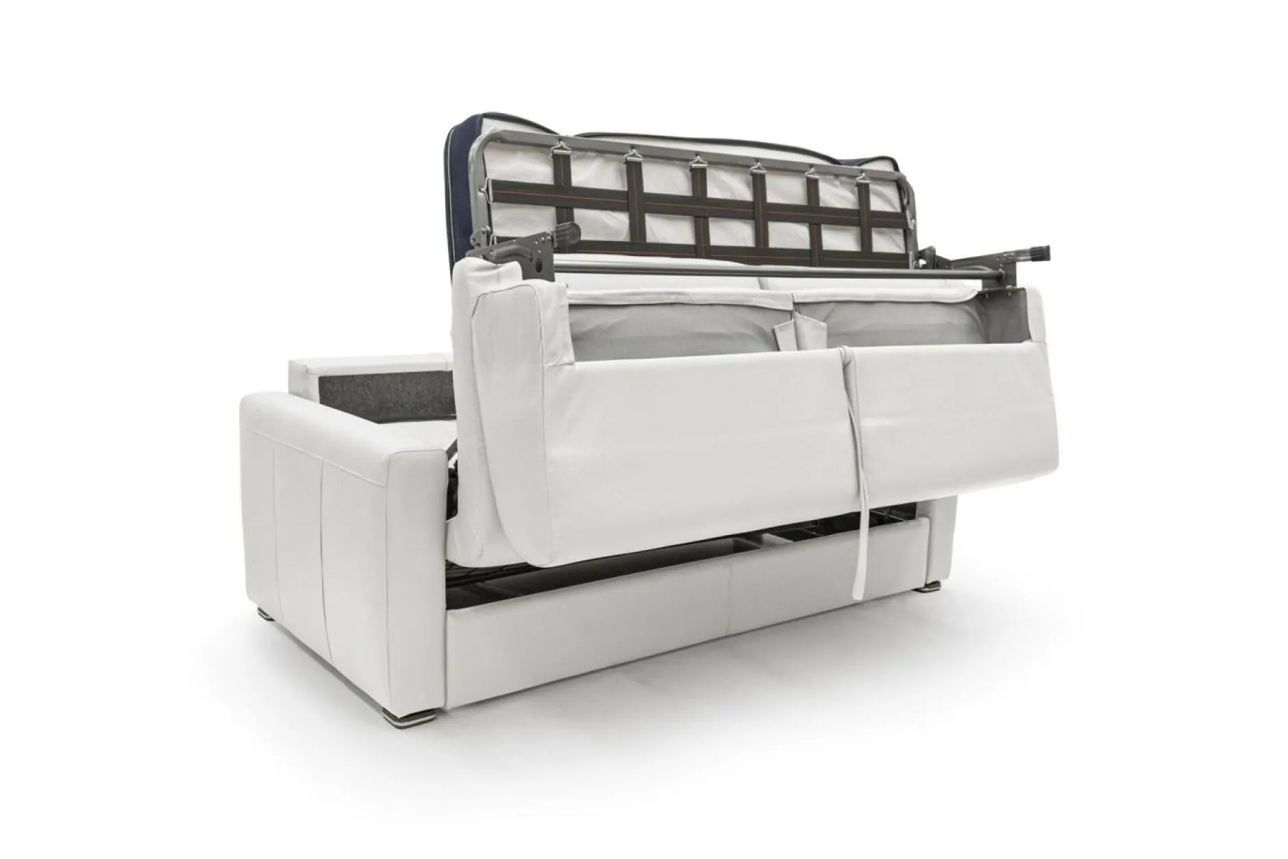 Canapés Droits>Camif Canapé convertible cuir Aubin - - Grand 3 places Blanc