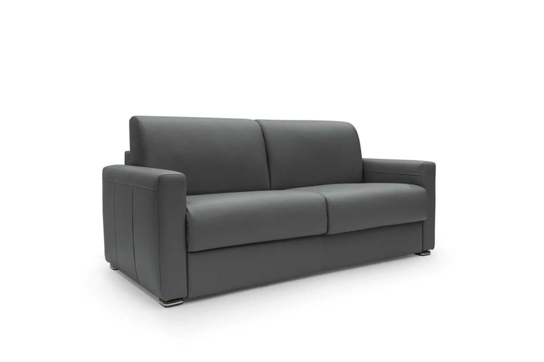 Canapés Droits>Camif Canapé convertible cuir Aubin - - Grand 3 places Anthracite