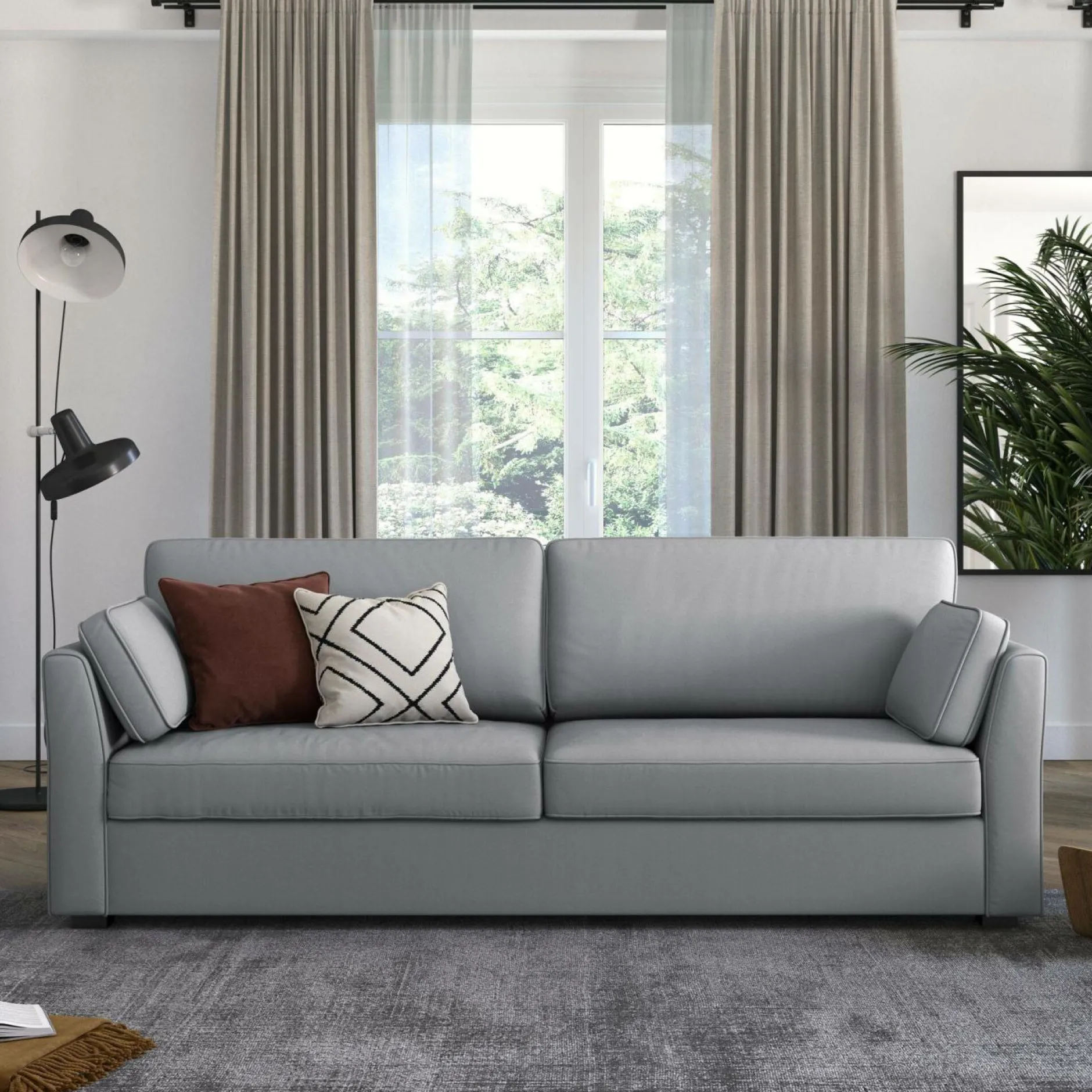 Canapés Droits>Camif Canapé convertible tissu coton déhoussable Marbella - - 4 places Gris