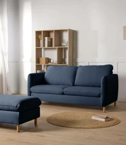 Canapés Droits>Camif Canapé convertible tissu chenillé Portimo - Marine
