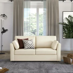 Canapés Droits>Camif Canapé convertible tissu coton déhoussable Marbella - Beige - 2 places