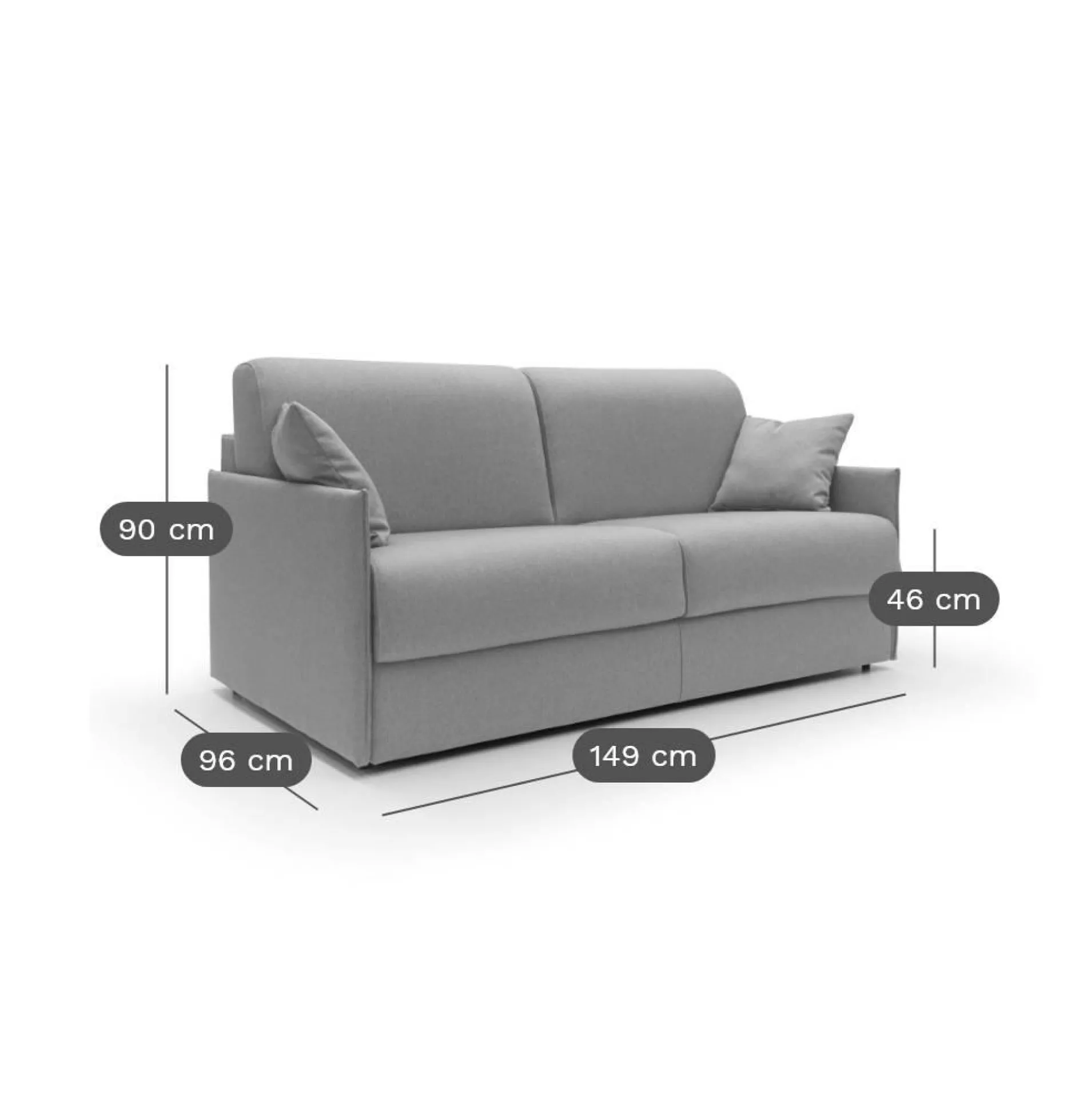 Canapés Droits>Camif Canapé convertible tissu déhoussable Arthur - - Grand 2 places Gris