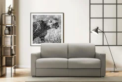 Canapés Droits|Canapés Fixes>Camif Canapé cuir Aubin - - Grand 2 places Gris Clair