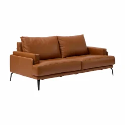 Canapés Fixes|Canapés Droits>Camif Canapé cuir Basile - - 3 places Cognac