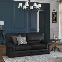 Canapés Droits|Canapés Fixes>Camif Canapé cuir Melbourne - - 3 places Noir