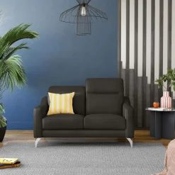 Canapés Droits|Canapés Fixes>Camif Canapé cuir têtières relevables Ben - - Grand 2 places Noir