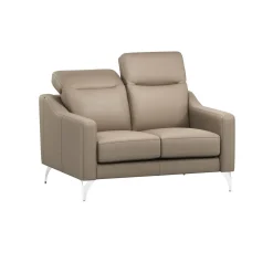 Canapés Droits|Canapés Fixes>Camif Canapé cuir têtières relevables Ben - - 2 places Tourterelle