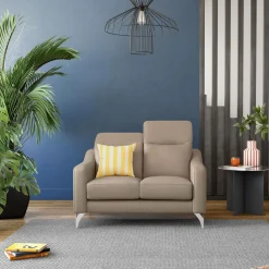 Canapés Droits|Canapés Fixes>Camif Canapé cuir têtières relevables Ben - - 2 places Tourterelle