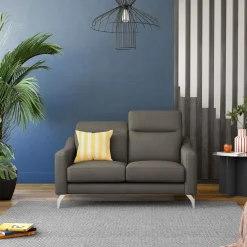 Canapés Droits|Canapés Fixes>Camif Canapé cuir têtières relevables Ben - - Grand 2 places Ardoise