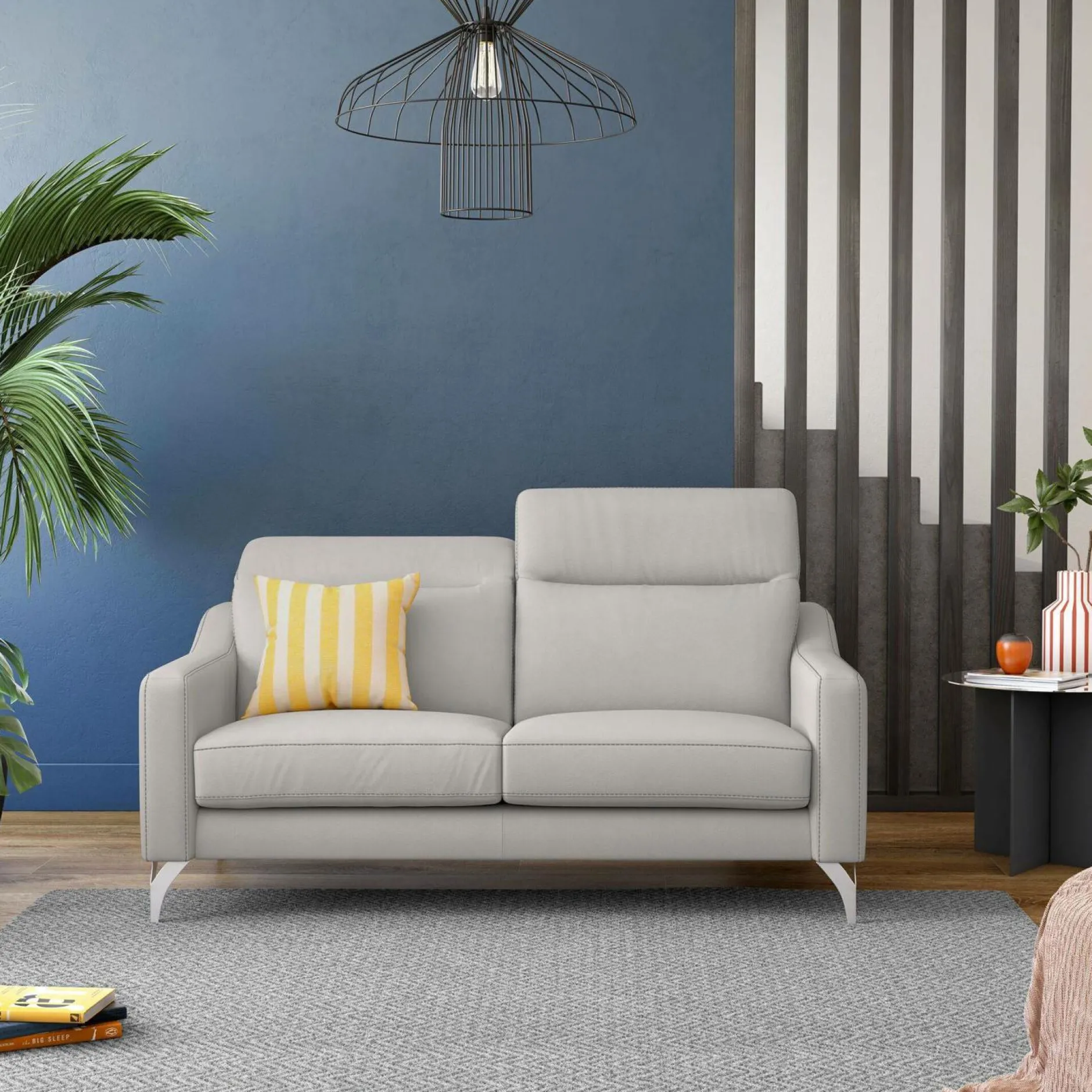 Canapés Droits|Canapés Fixes>Camif Canapé cuir têtières relevables Ben - - 3 places Blanc