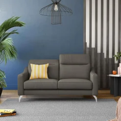 Canapés Droits|Canapés Fixes>Camif Canapé cuir têtières relevables Ben - - 3 places Ardoise