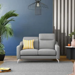 Canapés Droits|Canapés Fixes>Camif Canapé cuir têtières relevables Ben - - Grand 2 places Platine