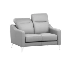 Canapés Droits|Canapés Fixes>Camif Canapé cuir têtières relevables Ben - - 2 places Gris Clair