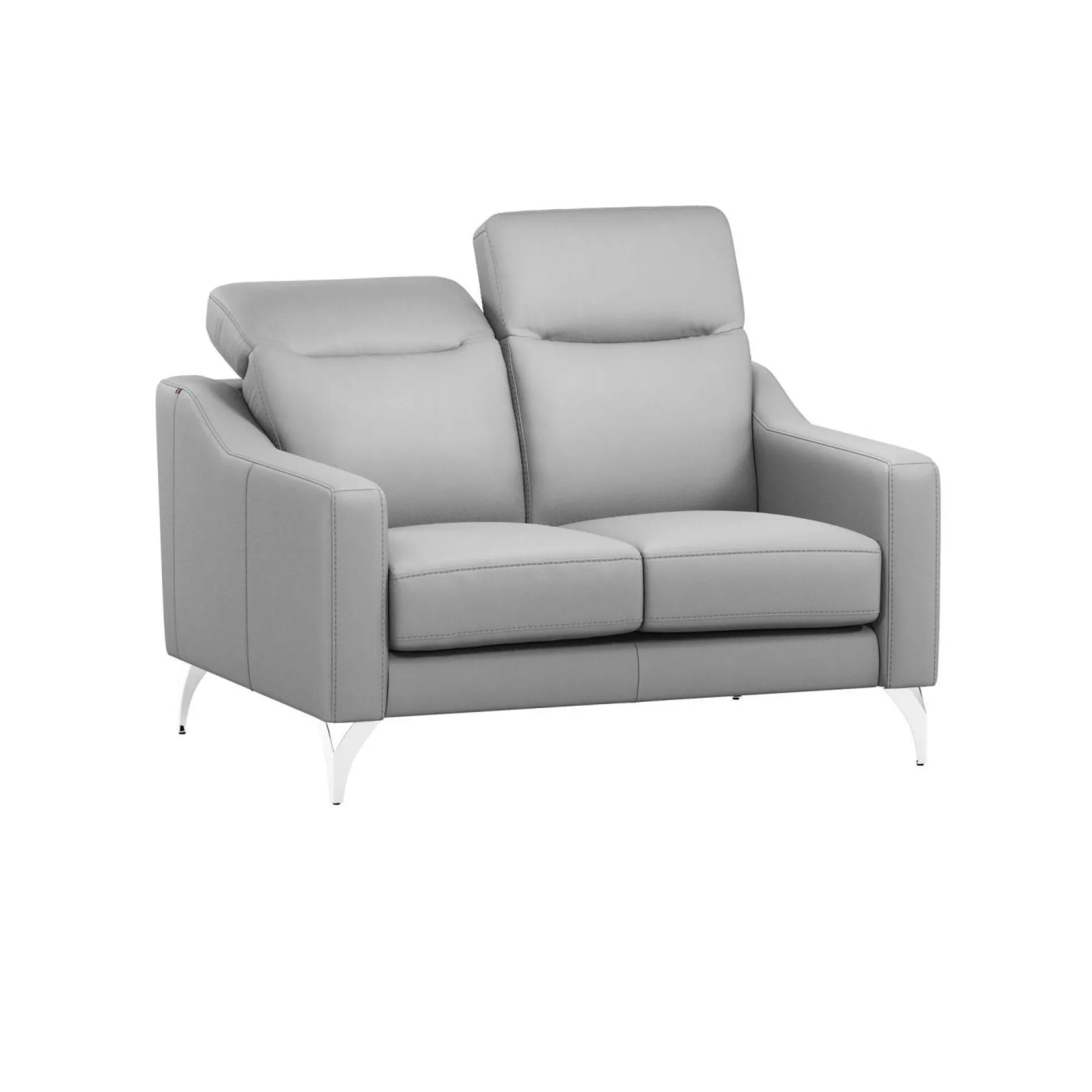 Canapés Droits|Canapés Fixes>Camif Canapé cuir têtières relevables Ben - - 2 places Gris Clair