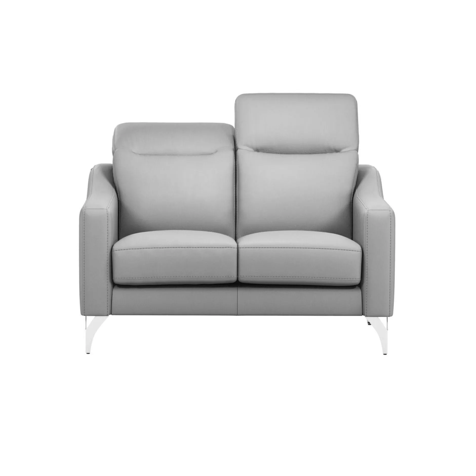 Canapés Droits|Canapés Fixes>Camif Canapé cuir têtières relevables Ben - - 2 places Gris Clair