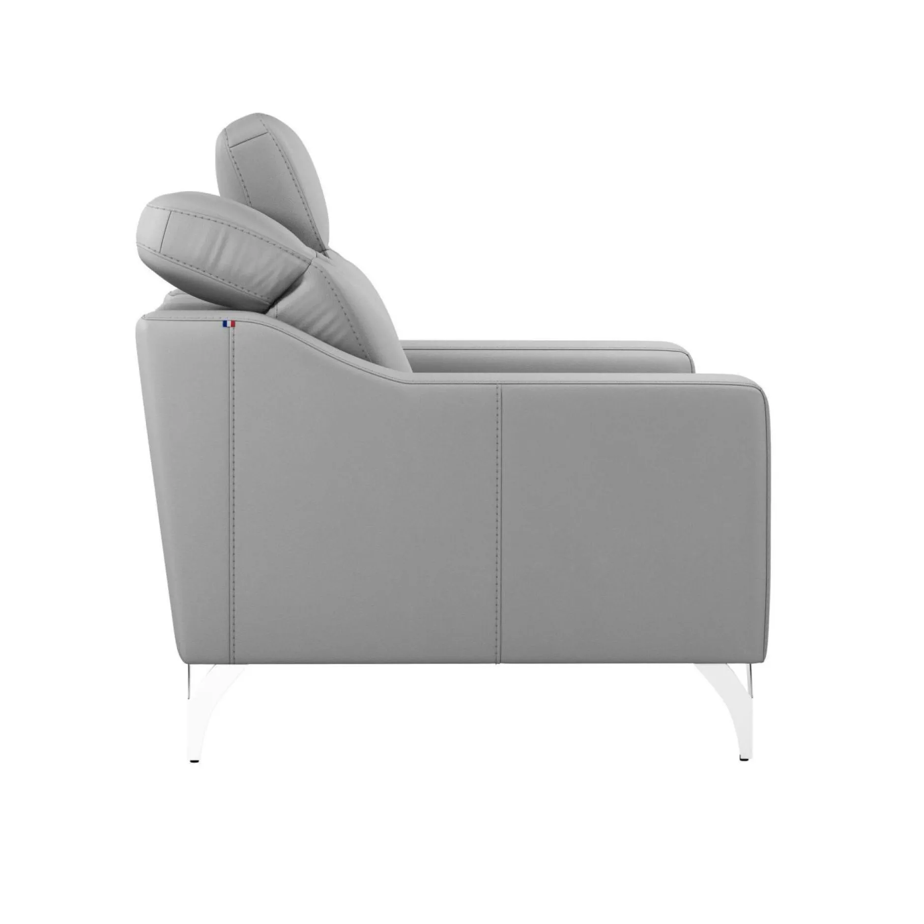 Canapés Droits|Canapés Fixes>Camif Canapé cuir têtières relevables Ben - - 2 places Gris Clair