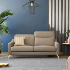 Canapés Droits|Canapés Fixes>Camif Canapé cuir têtières relevables Ben - - Grand 3 places Tourterelle