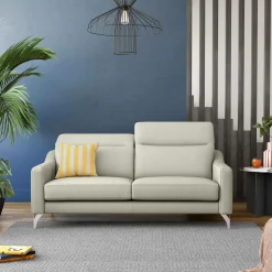 Canapés Droits|Canapés Fixes>Camif Canapé cuir têtières relevables Ben - - Grand 3 places Lune