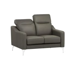 Canapés Droits|Canapés Fixes>Camif Canapé cuir têtières relevables Ben - - 2 places Ardoise