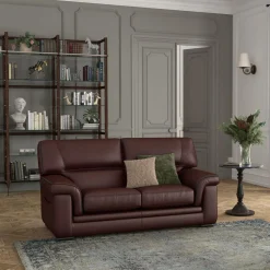 Canapés Droits|Canapés Fixes>Camif Canapé cuir Valentina - - 2 places Marron Foncé