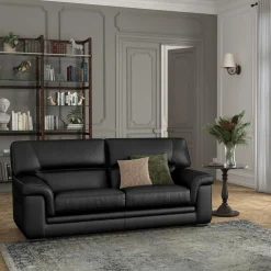 Canapés Droits|Canapés Fixes>Camif Canapé cuir Valentina - - 3 places Noir