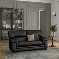 Canapés Droits|Canapés Fixes>Camif Canapé cuir Valentina - - 2 places Noir