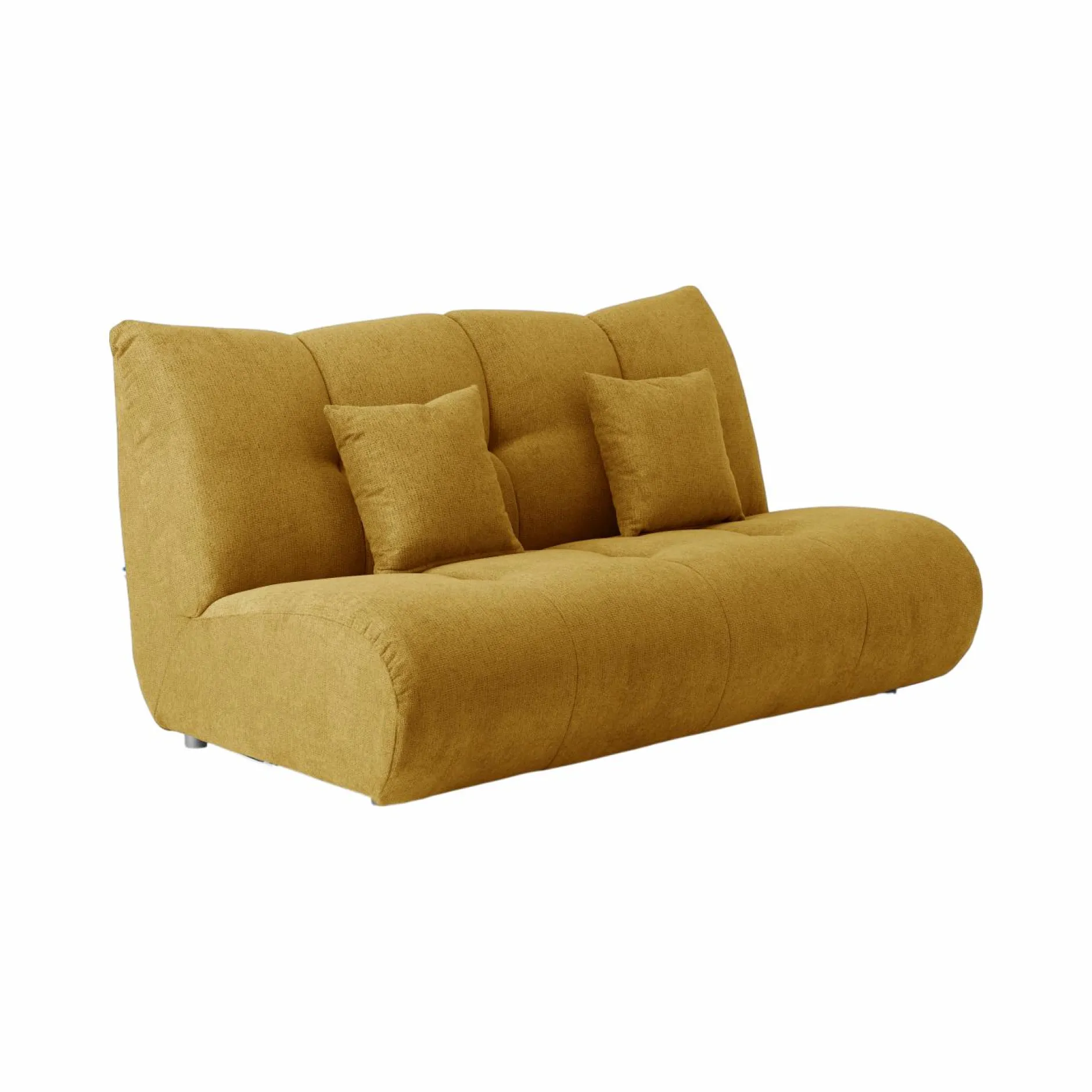 Canapés Modulables>Camif Canapé d'angle modulable tissu avec pouf Benny - Moutarde