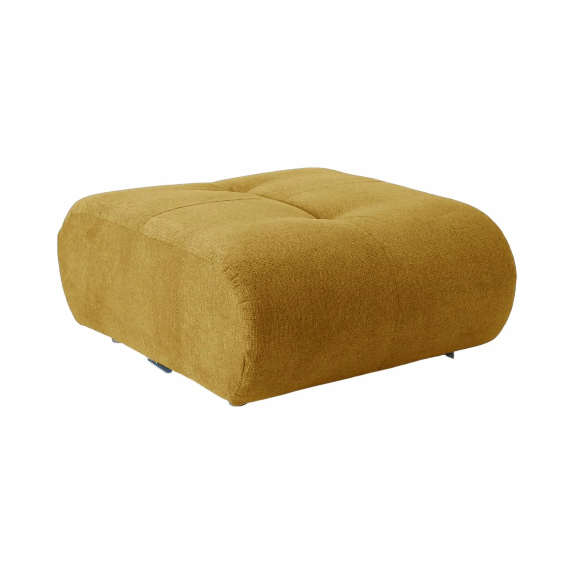 Canapés Modulables>Camif Canapé d'angle modulable tissu avec pouf Benny - Moutarde