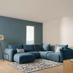 Canapés Modulables>Camif Canapé panoramique tissu Solal - - Méridienne gauche Bleu