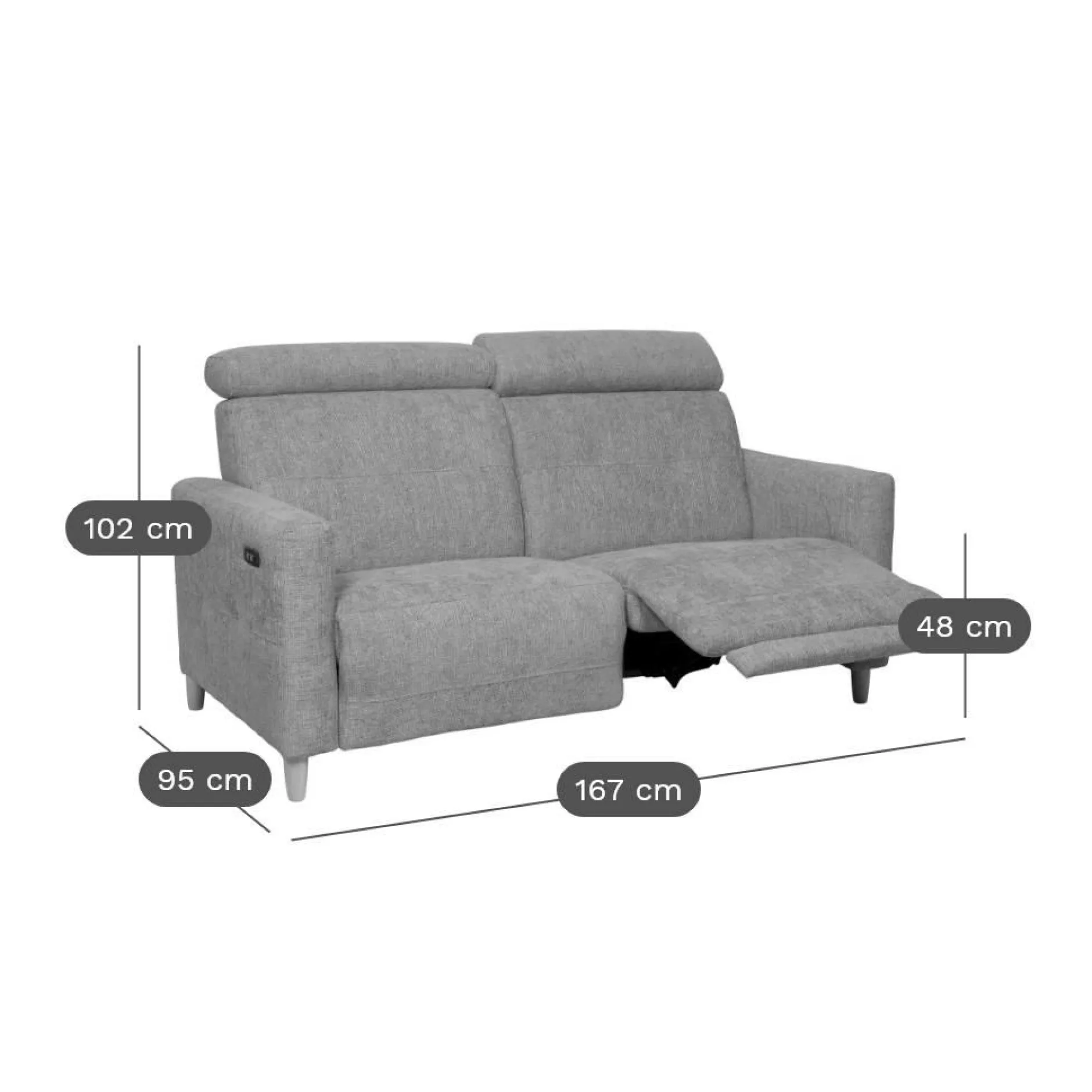 Canapés Relax>Camif Canapé relax électrique tissu Chambord - - 2 places Beige