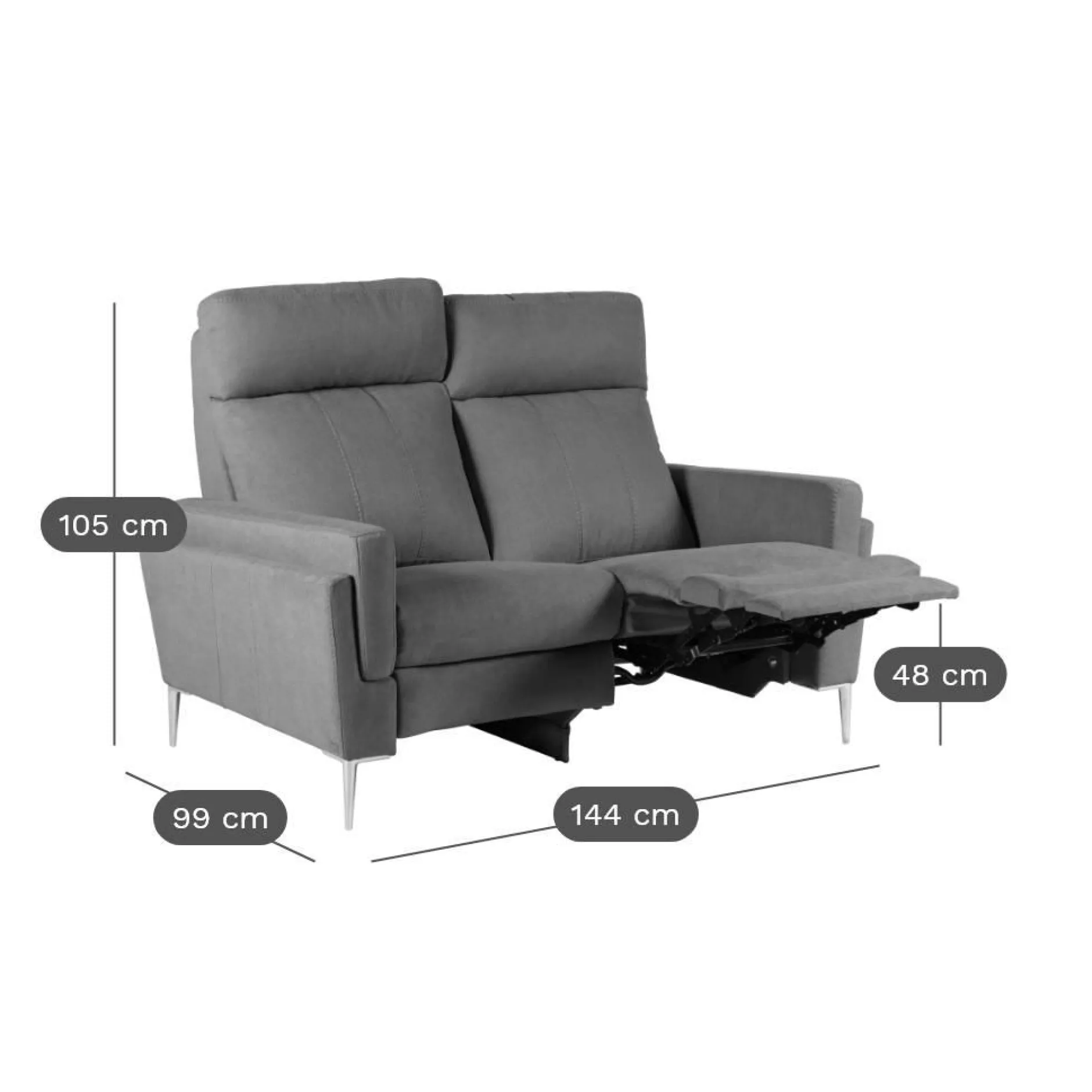 Canapés Relax>Camif Canapé relax électrique tissu Boston - - 2 places Bleu Jean