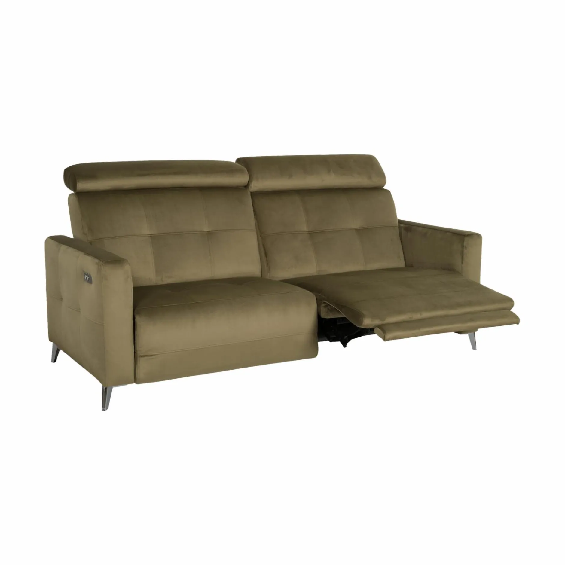 Canapés Relax>Camif Canapé relax électrique velours Cheverny - - 3 places Vert Kaki