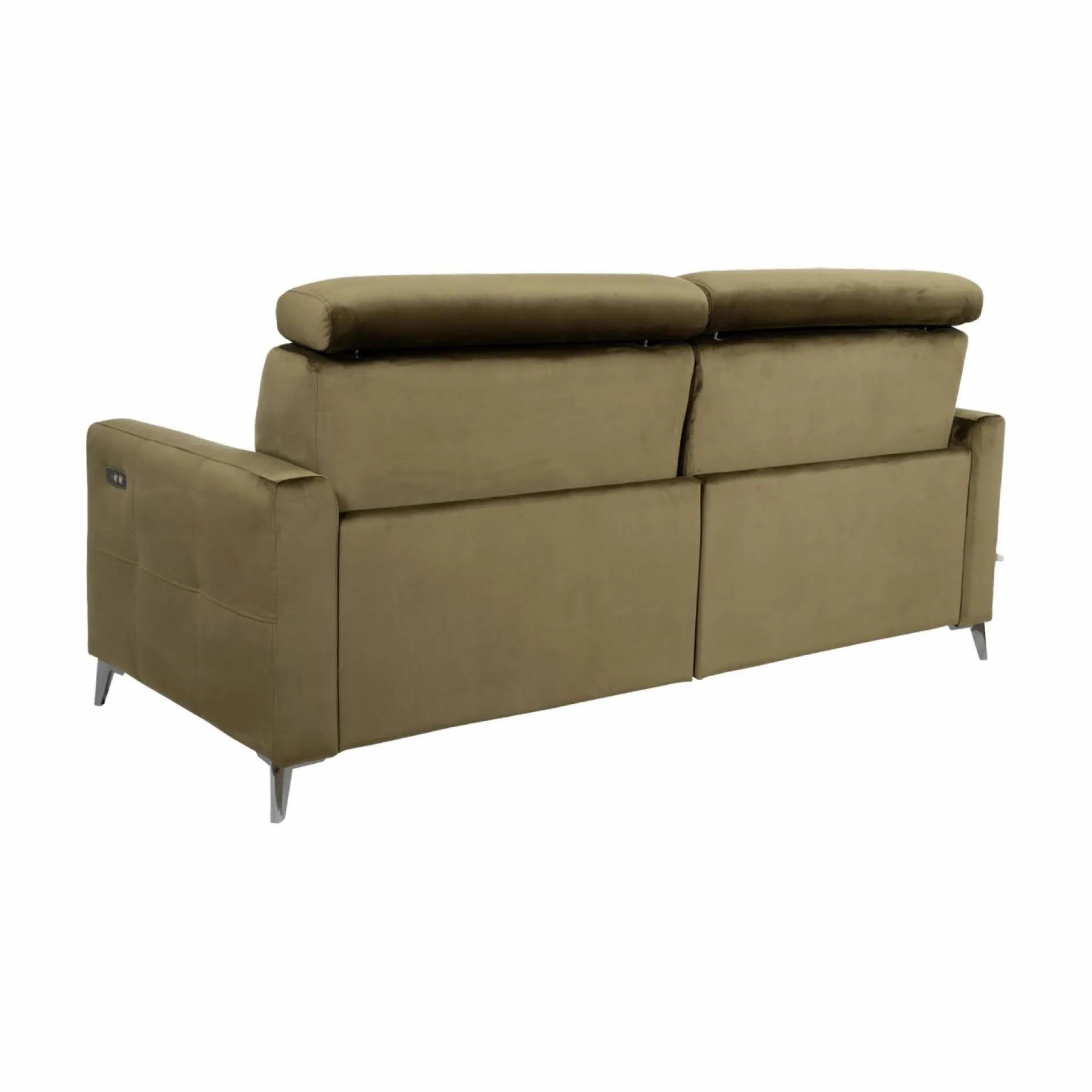 Canapés Relax>Camif Canapé relax électrique velours Cheverny - - 3 places Vert Kaki
