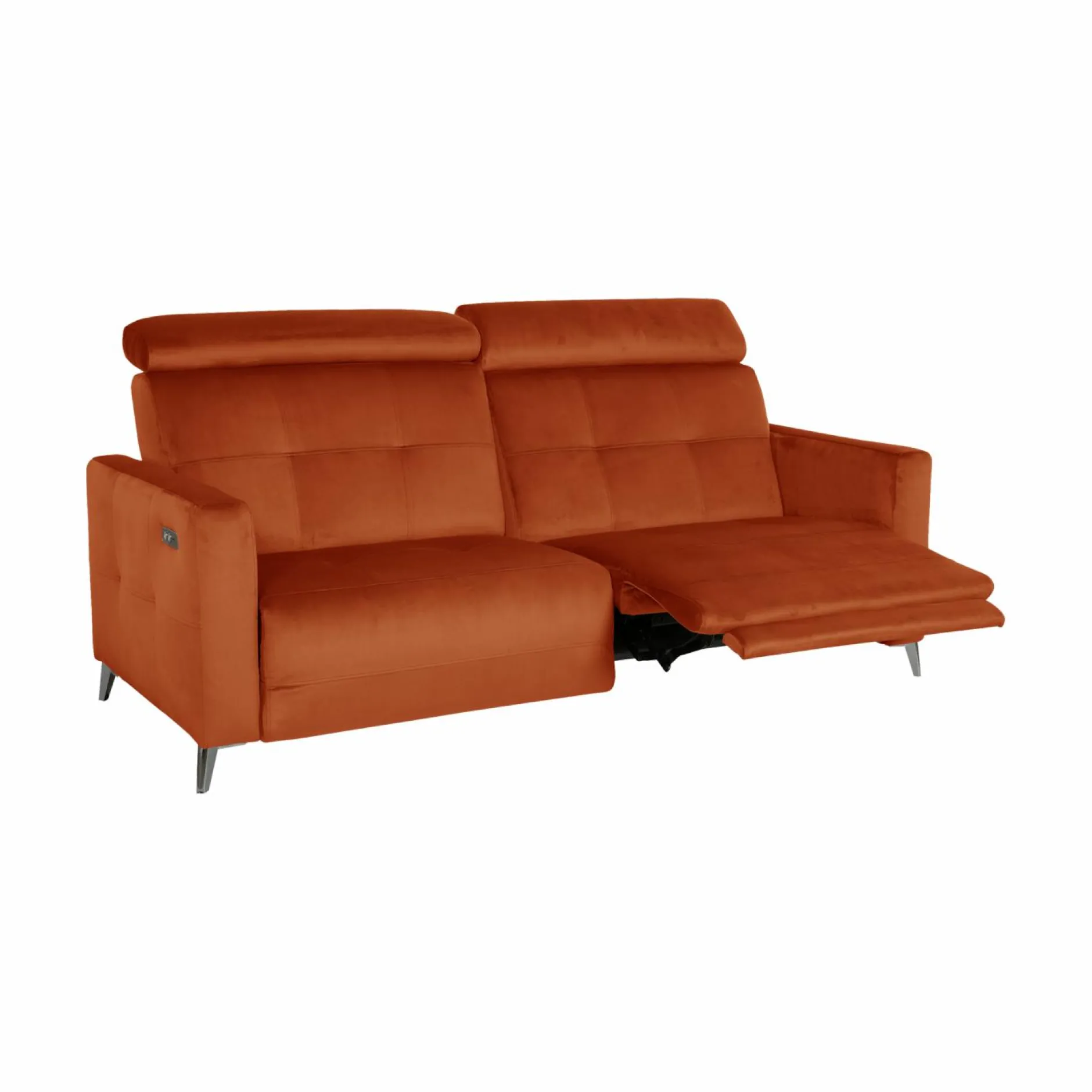 Canapés Relax>Camif Canapé relax électrique velours Cheverny - - 3 places Rouille