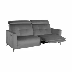 Canapés Relax>Camif Canapé relax électrique velours Cheverny - - 3 places Gris Anthracite