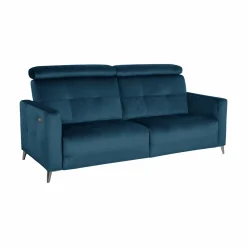 Canapés Relax>Camif Canapé relax électrique velours Cheverny - - 3 places Bleu Canard