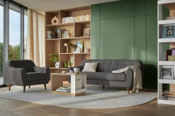 Canapés Fixes|Canapés Droits>Camif Canapé tissu Agathe - - 3 places Gris Foncé