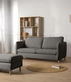 Canapés Droits|Canapés Fixes>Camif Canapé tissu chenillé Portimo - Gris Foncé