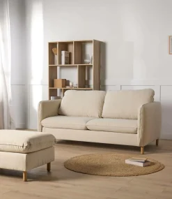 Canapés Droits|Canapés Fixes>Camif Canapé tissu chenillé Portimo - Ecru