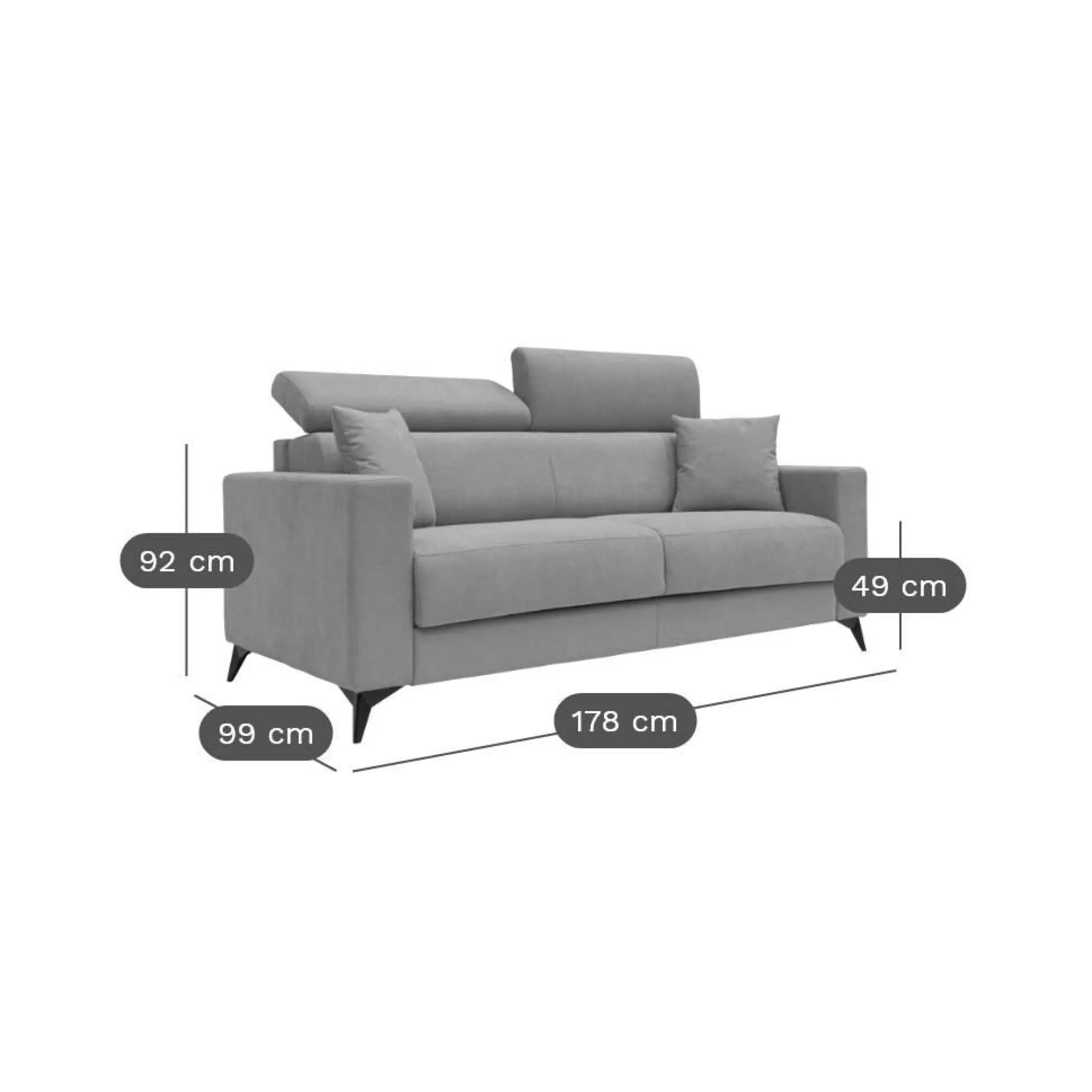 Canapés Fixes|Canapés Droits>Camif Canapé tissu déhoussable Alden - - Grand 2 places Bleu